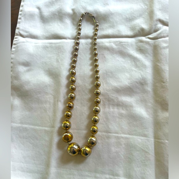 Jewelry - Vintage Gold and silver graduated beaded necklace